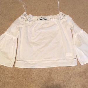 Off the shoulder white shirt